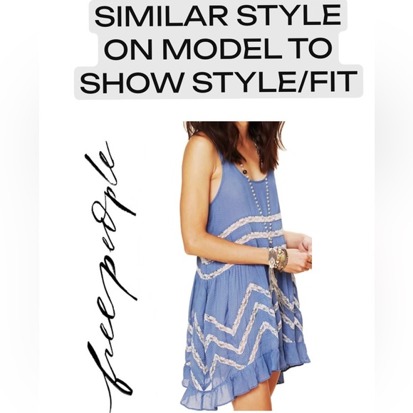 Free People Voile Trapeze Dress Lace Detail Paisley Print - Picture 5 of 6